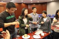 Students tasting port and cheese in a session of Social English Workshop